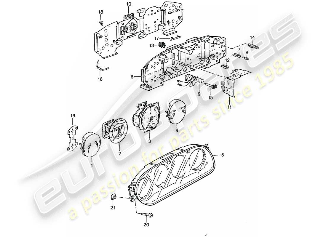 porsche 1988 (944) instrument cluster - d >> - mj 1986 part diagram