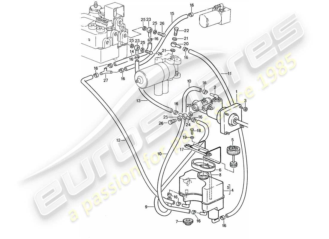 porsche 1987 (959) brake hydraulic system part diagram