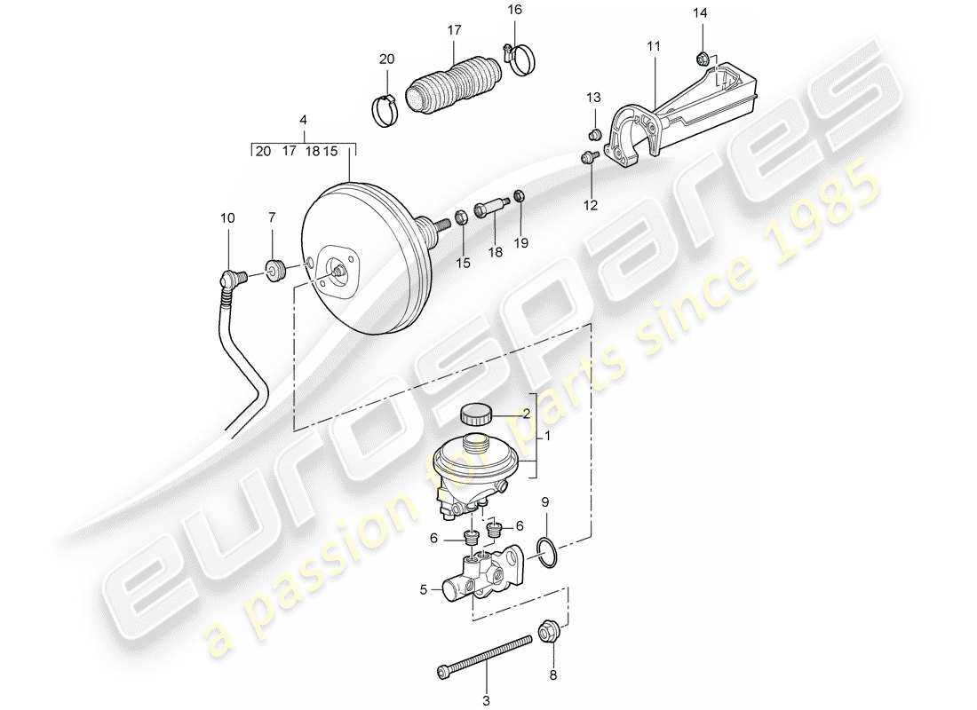 porsche 2006 (987 cayman) brake master cylinder part diagram