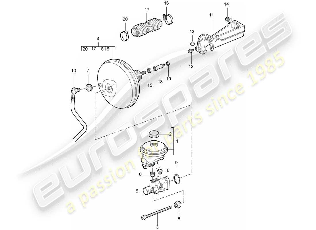 porsche cayman 987 (2006) brake master cylinder parts diagram