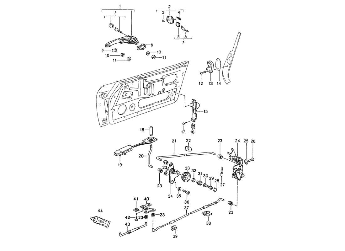 porsche 1994 (964) door latch part diagram