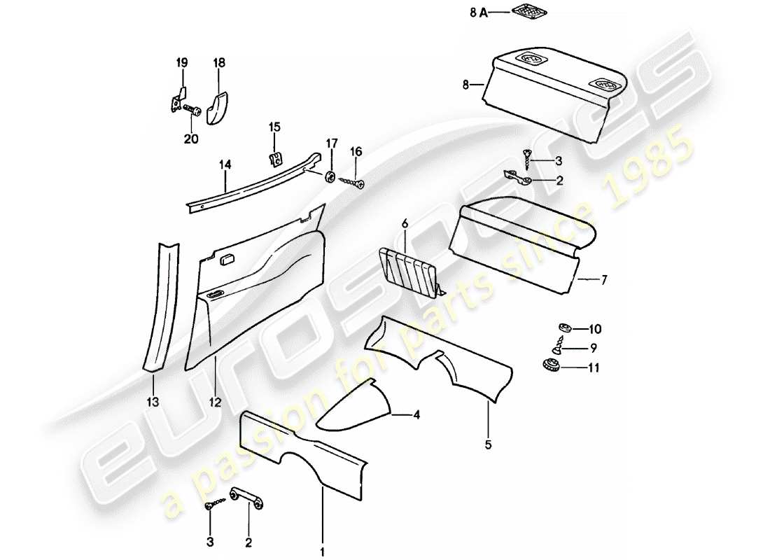 porsche 1982 (911) interior equipment part diagram