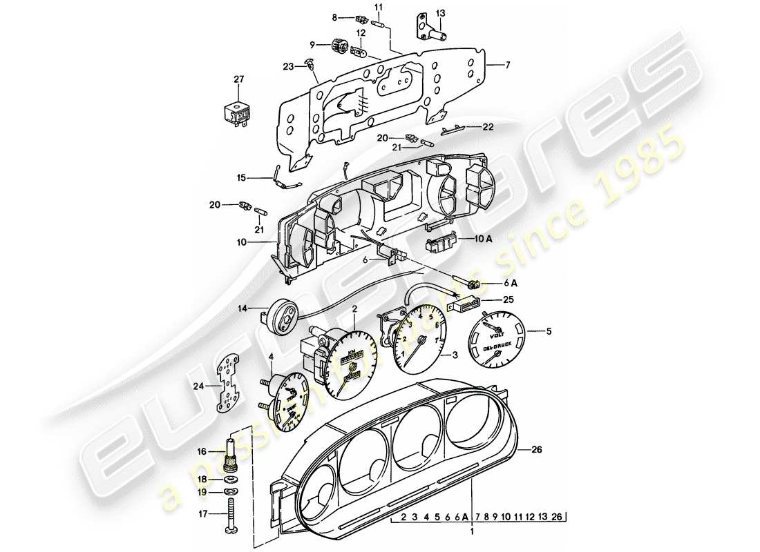 porsche 1985 (928) instrument cluster part diagram