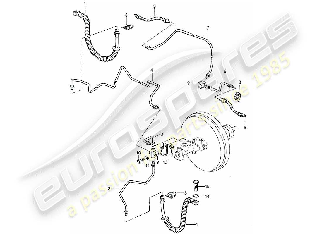 porsche 1988 (928) brake lines part diagram
