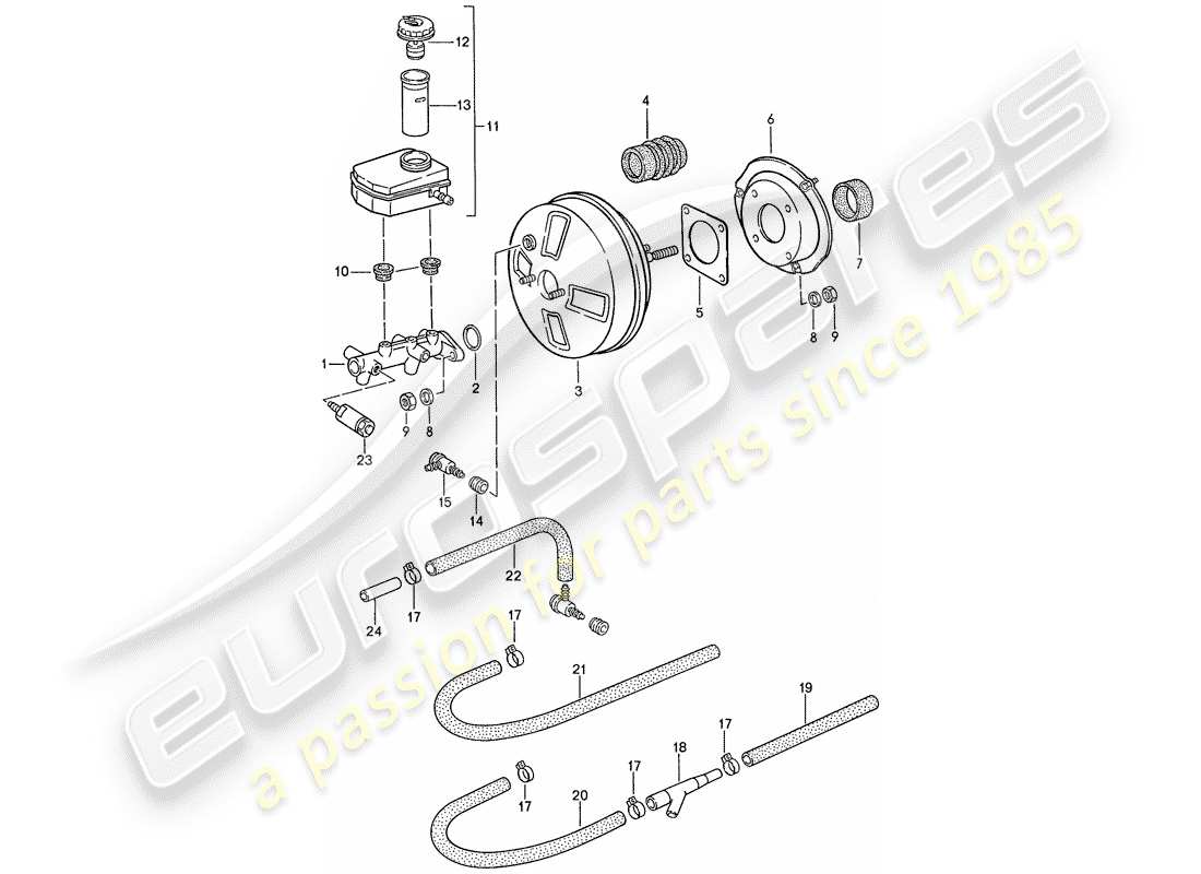 porsche 1989 (944) brake master cylinder - brake booster - reservoir - d >> - mj 1990 part diagram