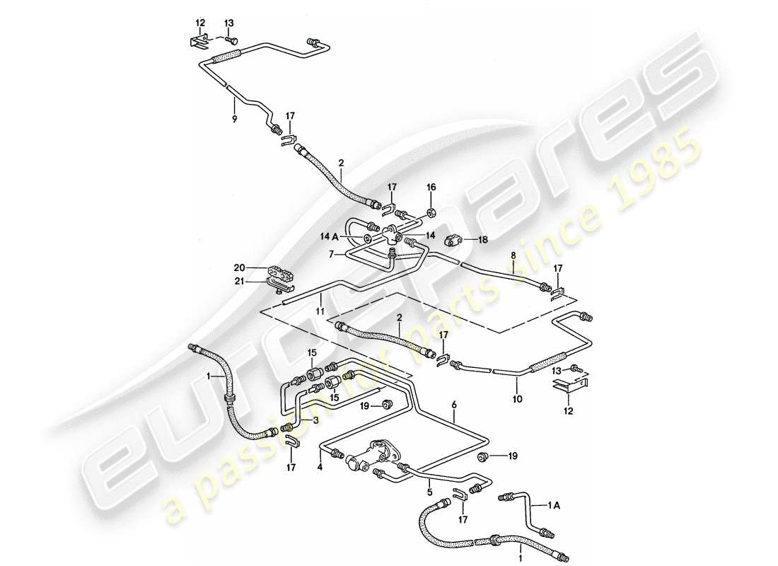 porsche 1990 (944) brake lines part diagram