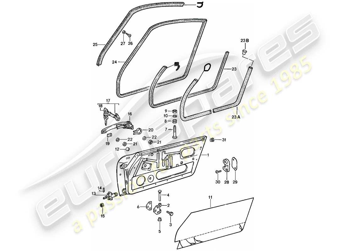 porsche 1982 (911) doors part diagram