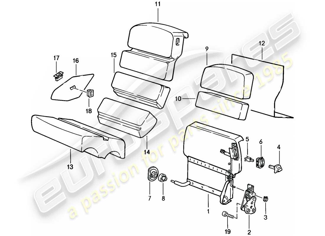 porsche 1986 (928) emergency seat part diagram