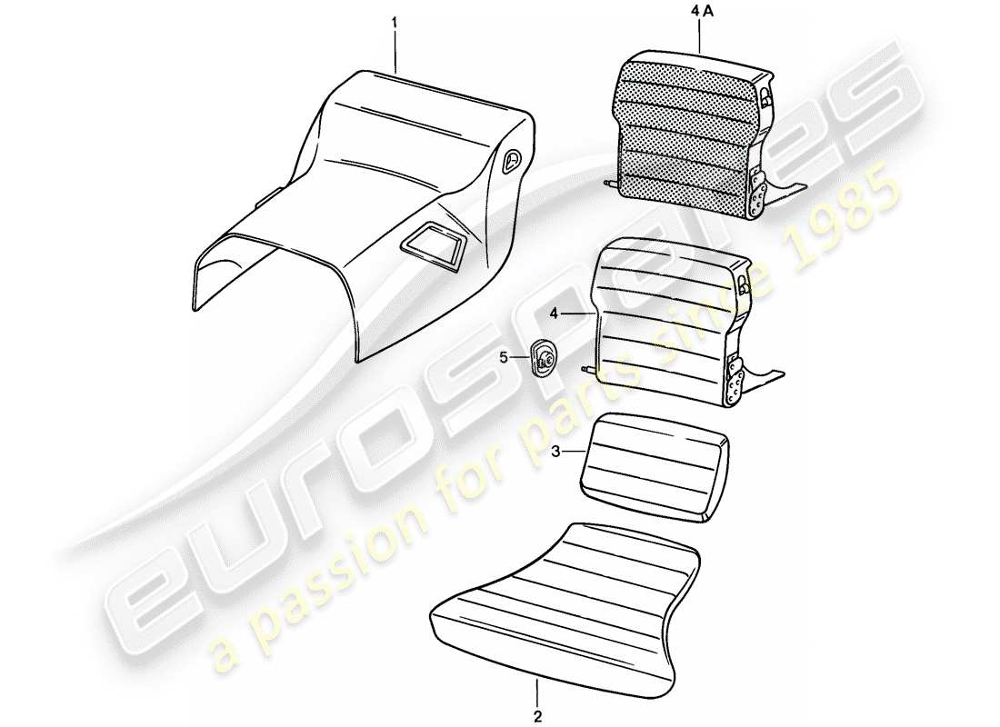 porsche 1982 (928) emergency seat - lining - tunnel - without: - stowage box part diagram