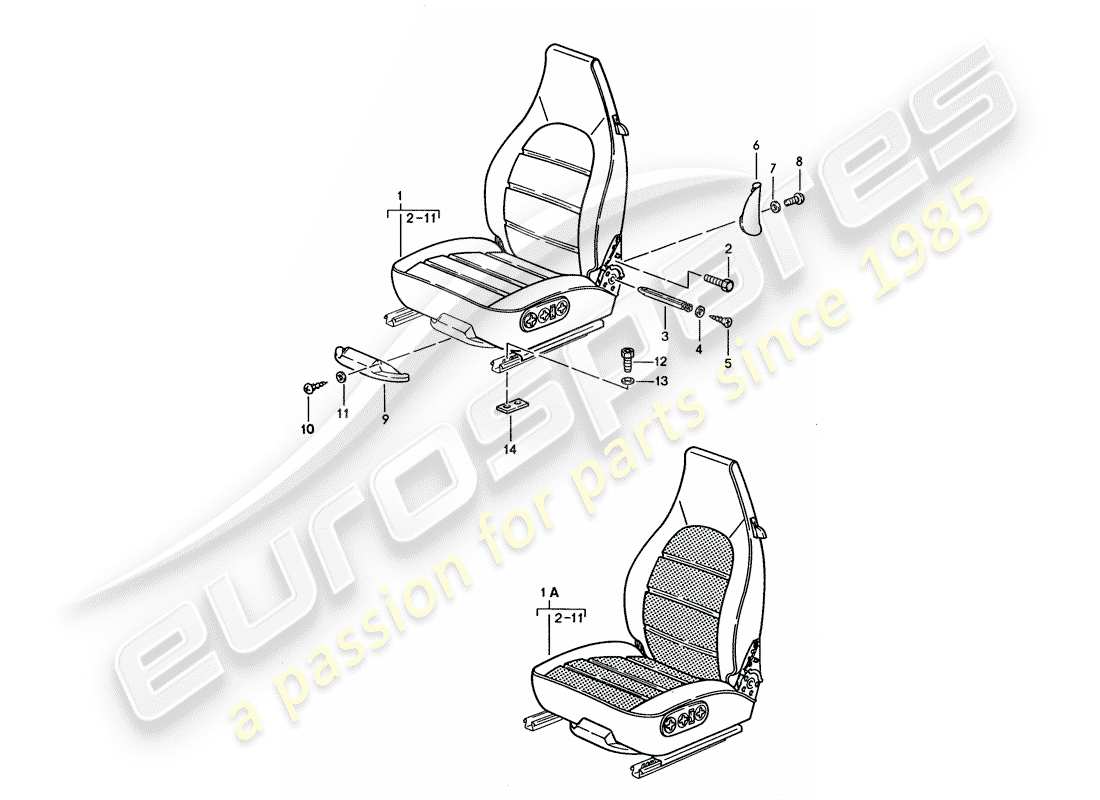 porsche 1992 (928) seat - complete part diagram