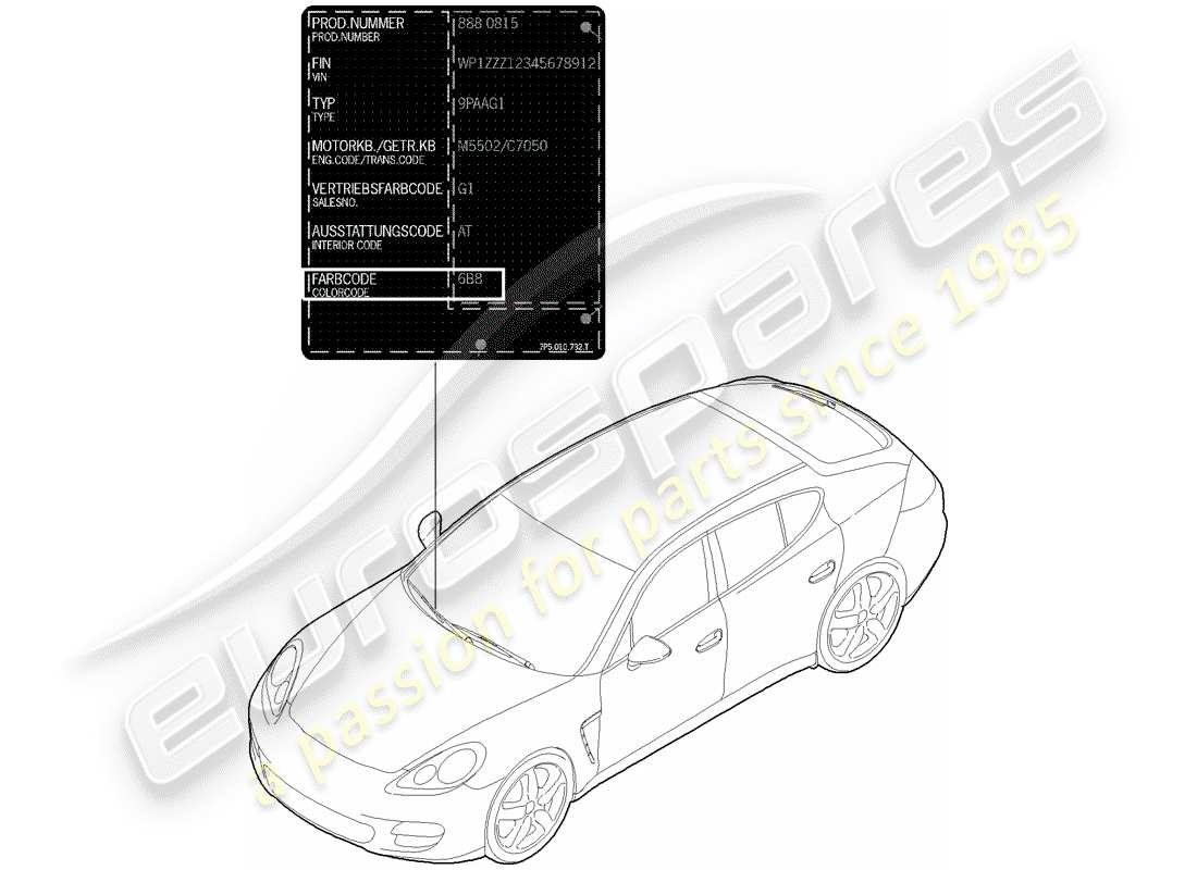 porsche 2015 (panamera 970) paint touch-up stick part diagram