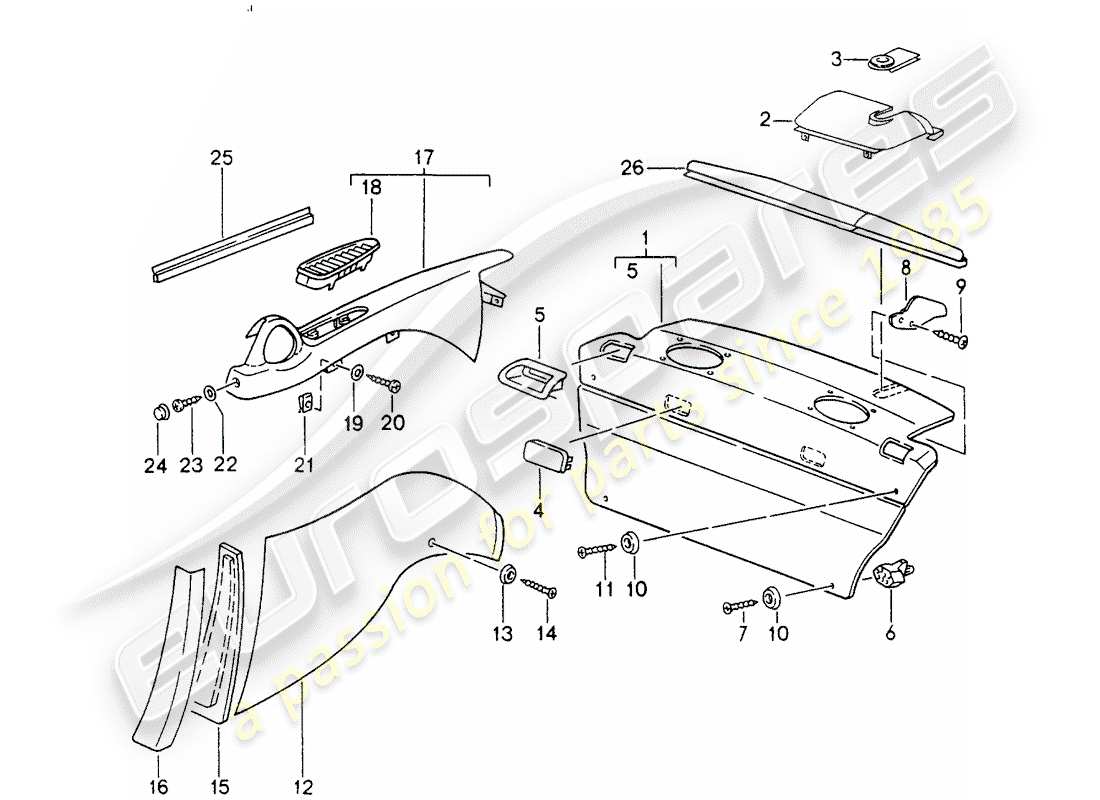 porsche 1998 (993) interior equipment - d - mj 1996>> part diagram