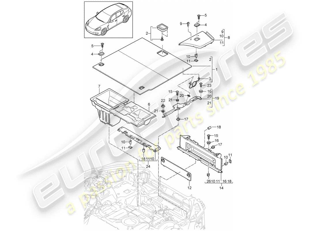 porsche 2015 (panamera 970) trims part diagram