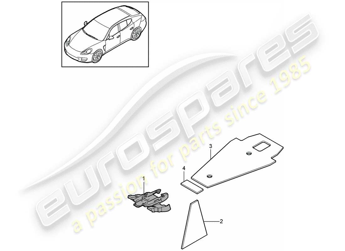 porsche 2015 (panamera 970) sound absorber part diagram