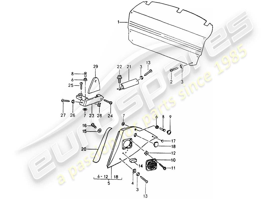 porsche 1993 (964) interior equipment parts diagram