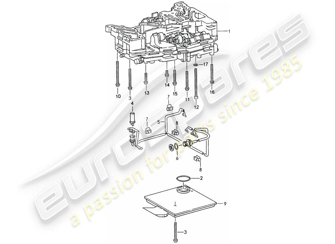 porsche 1994 (993) tiptronic - oil strainer - inductive sender - fasteners - for - switch unit part diagram