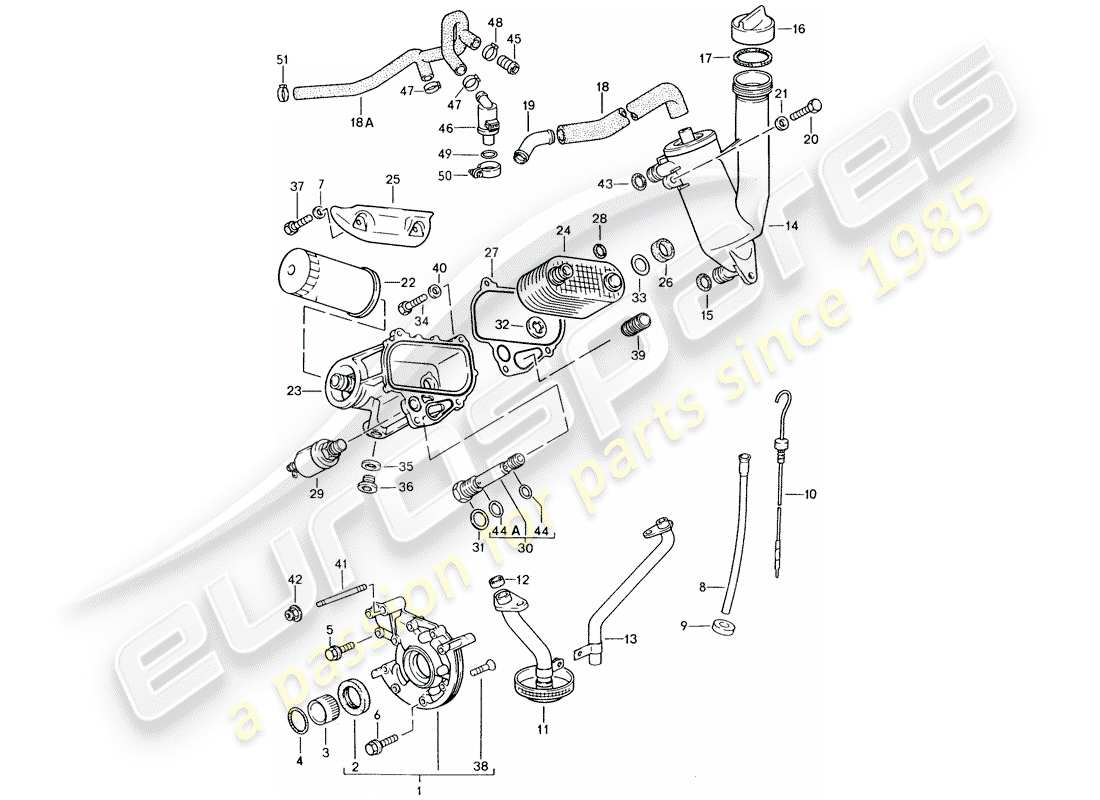 porsche 1987 (924s) engine lubrication part diagram