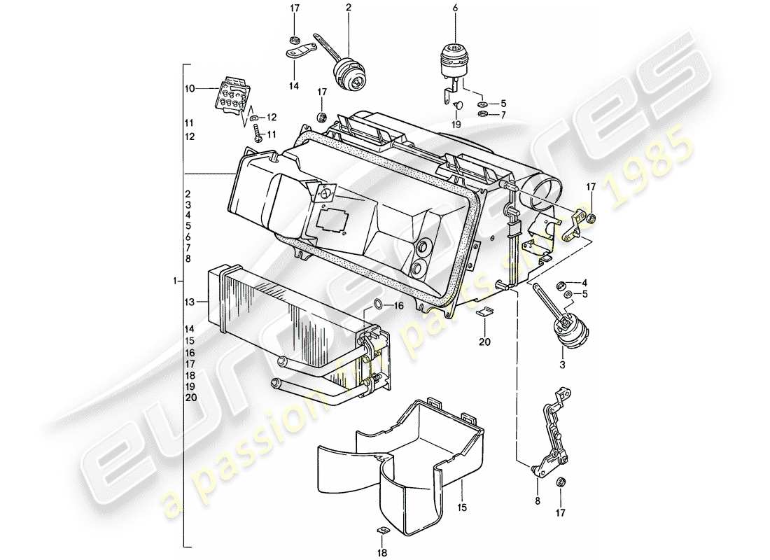 porsche 1982 (928) heater part diagram