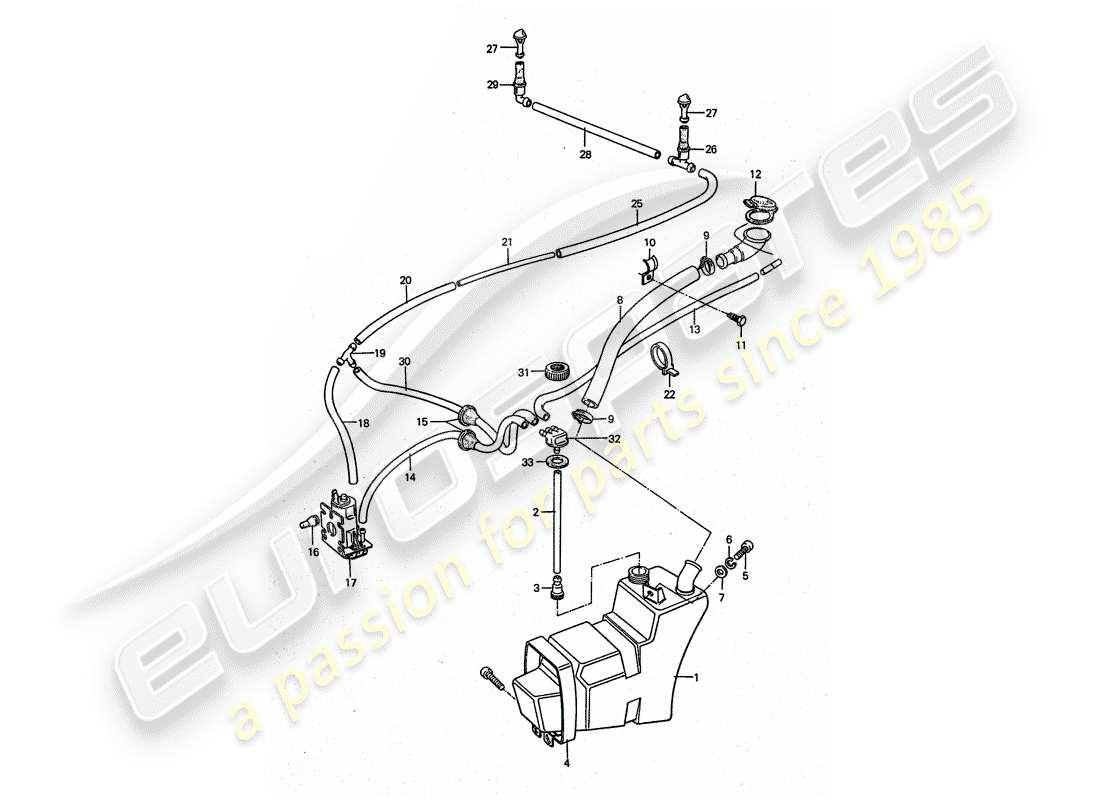 porsche 1977 (911 turbo) windshield washer unit part diagram