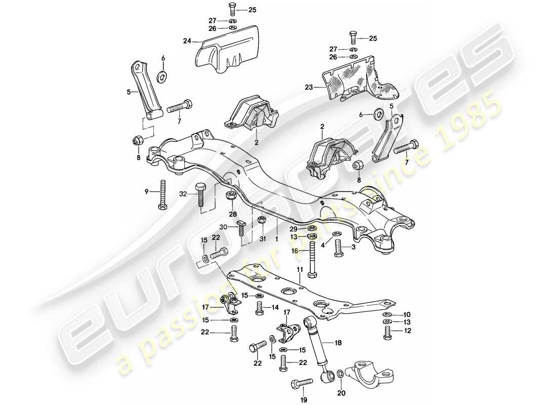 porsche 1981 (928) engine suspension part diagram
