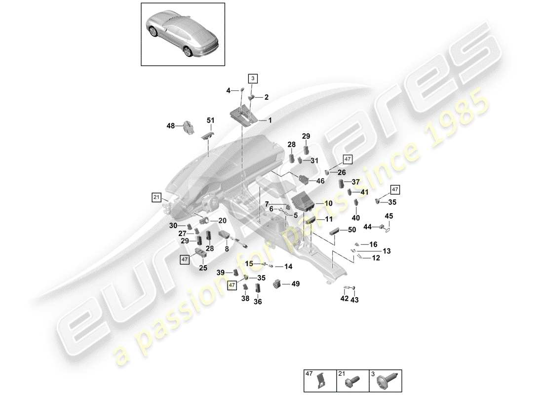 porsche panamera 971 (2020) multiple switch parts diagram