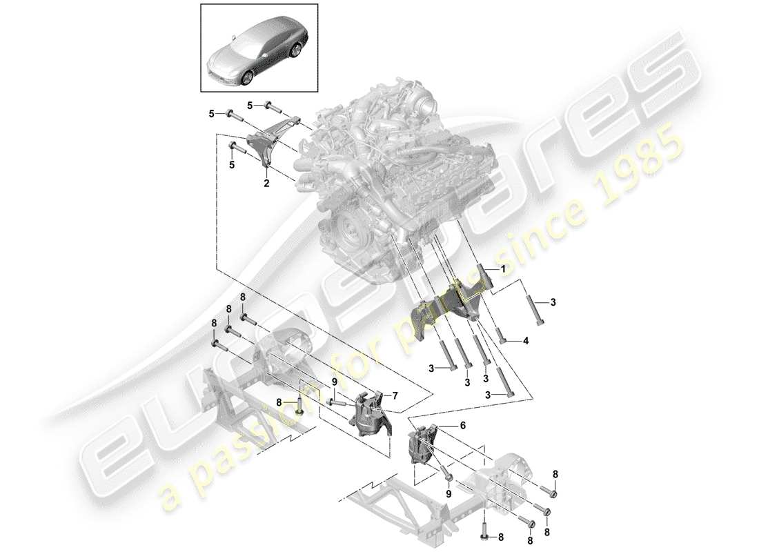 porsche panamera 971 (2018) engine lifting tackle part diagram