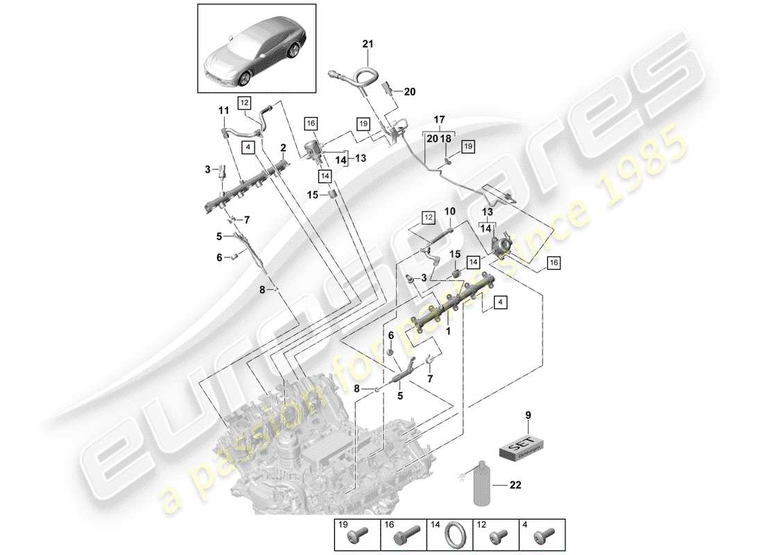 porsche 2020 (panamera 971-1) fuel collection pipe parts diagram