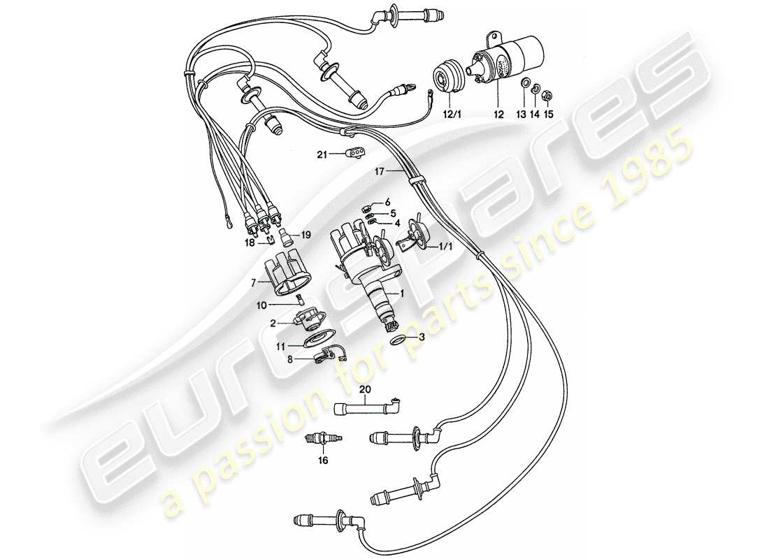 porsche 1976 (911) engine electrics part diagram