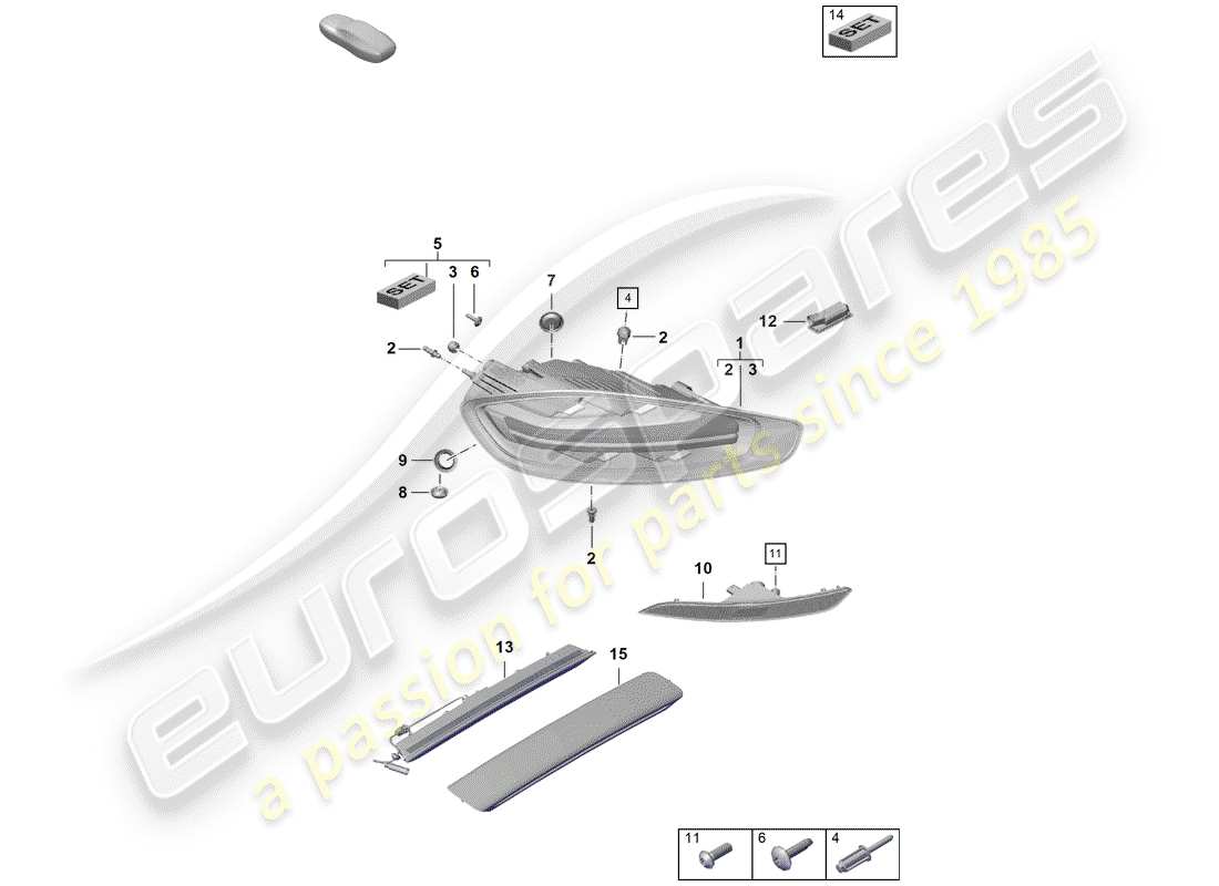 porsche 2019 (718 boxster spyder) rear light part diagram