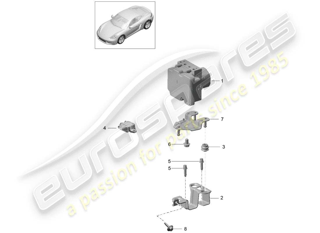 porsche 2017 (718 cayman) hydraulic unit part diagram