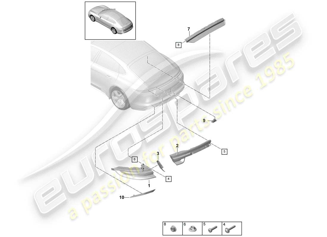porsche 2018 (panamera 971-1) rear light part diagram