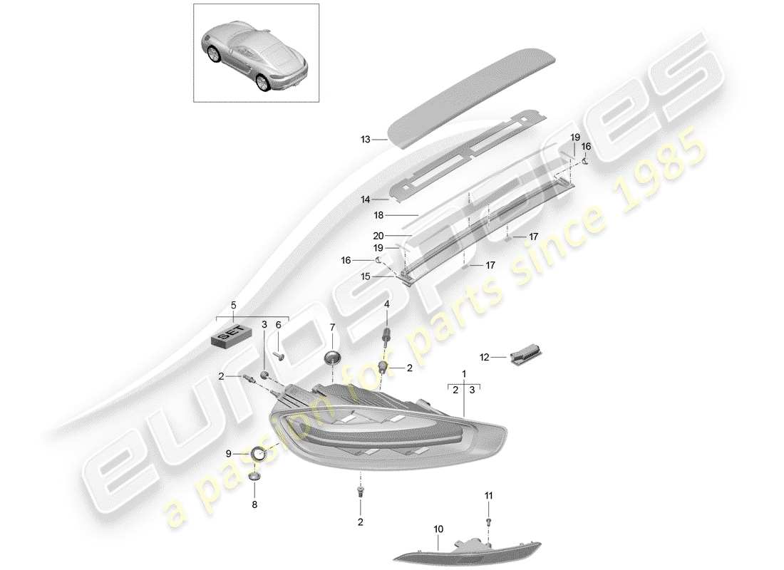 porsche 2018 (718 cayman) rear light part diagram