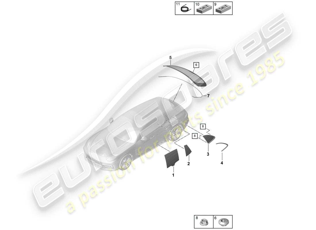 porsche 2018 (panamera 971-1) side window part diagram