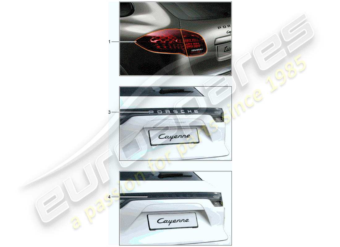 porsche 2015 (tequipment cayenne) rear light part diagram