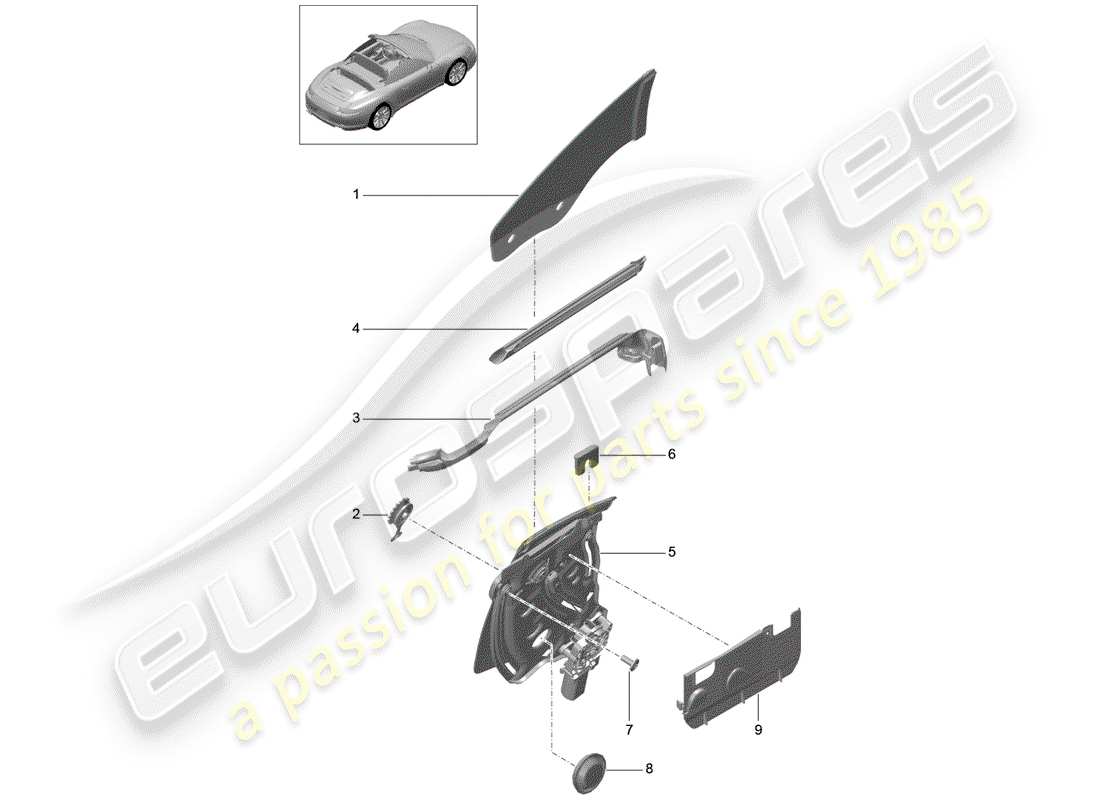 porsche 2014 (991-1) side window part diagram