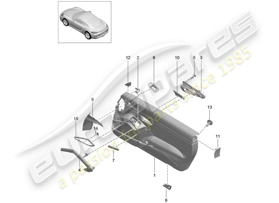 porsche 2019 (718 cayman) door panel part diagram