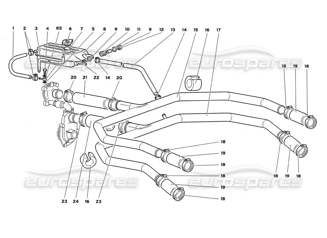 lamborghini diablo gt (1999) water cooling system parts diagram