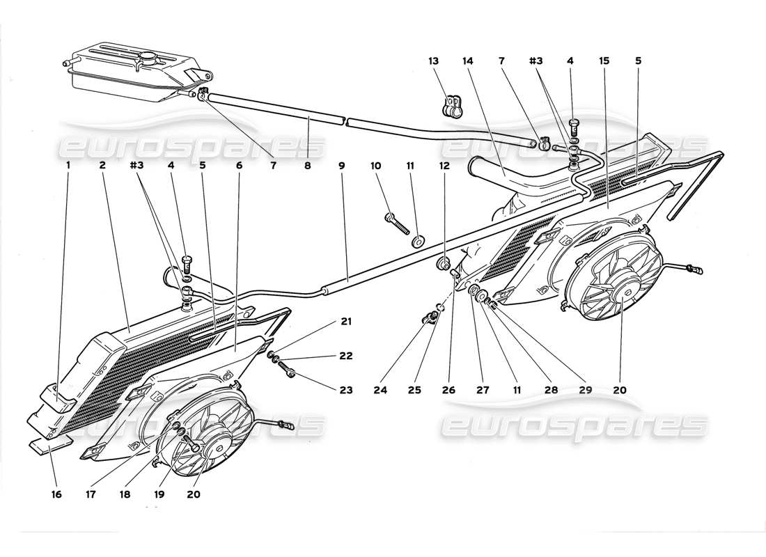 lamborghini diablo gt (1999) radiators and electro-fans parts diagram