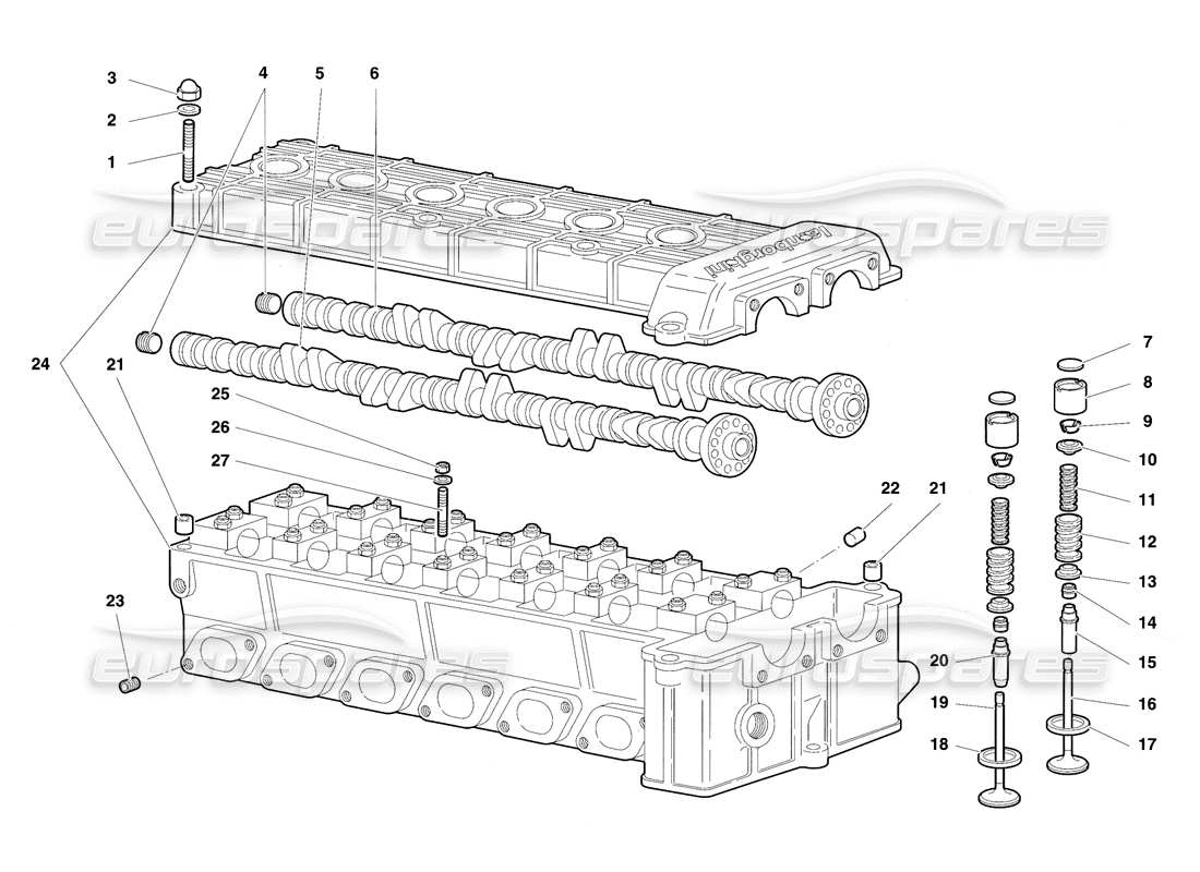 lamborghini diablo sv (1997) right cylinder head parts diagram