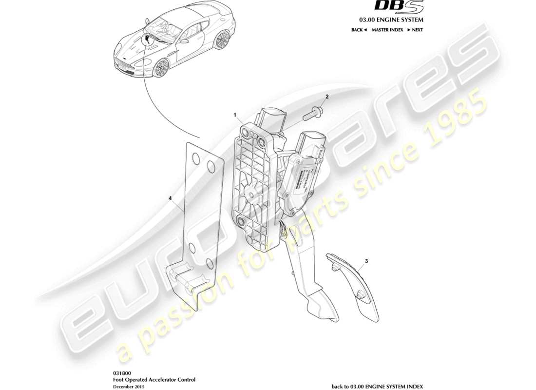 aston martin dbs (2013) accelerator control part diagram