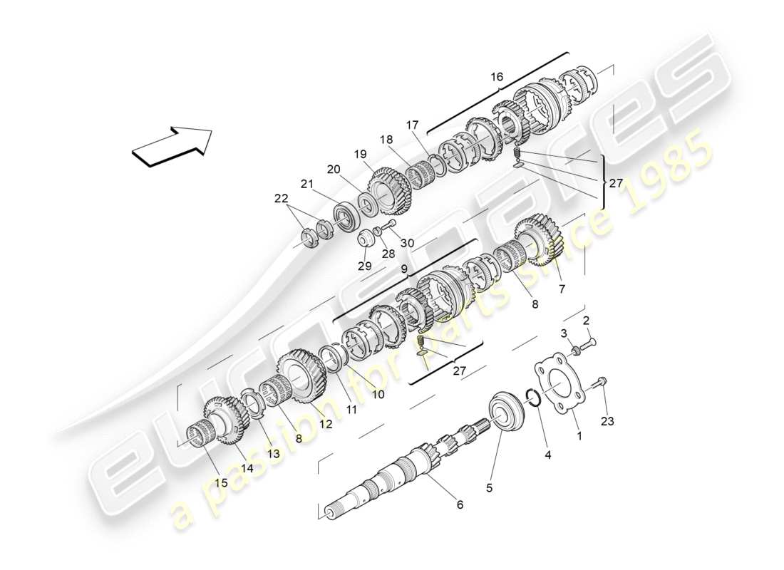 maserati granturismo s (2016) main shaft gears part diagram