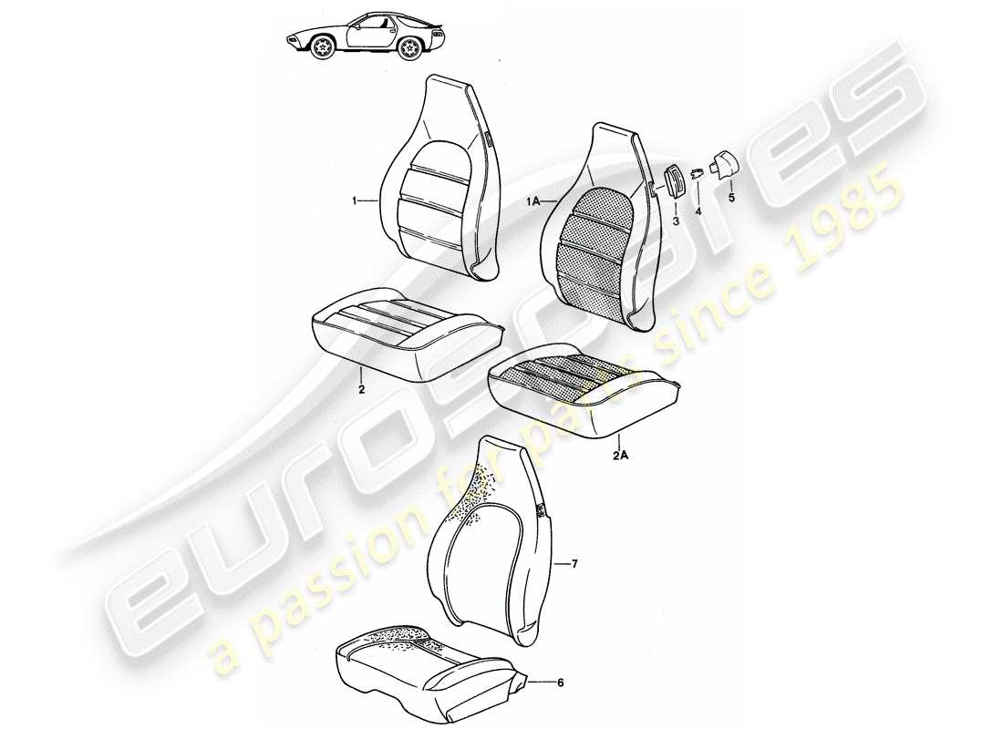 a part diagram from the porsche 1996 (seats for 944/968/911/928) parts catalogue
