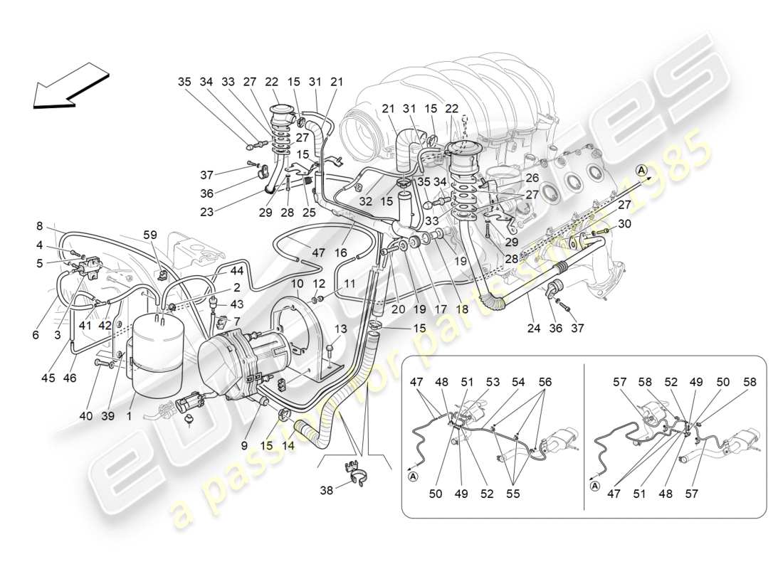 a part diagram from the maserati granturismo (2009) parts catalogue