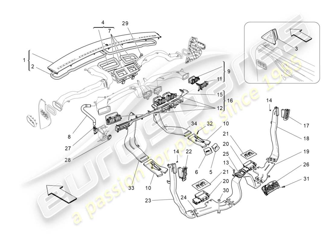 a part diagram from the maserati qtp 3.0 bt v6 410hp (2014) parts catalogue