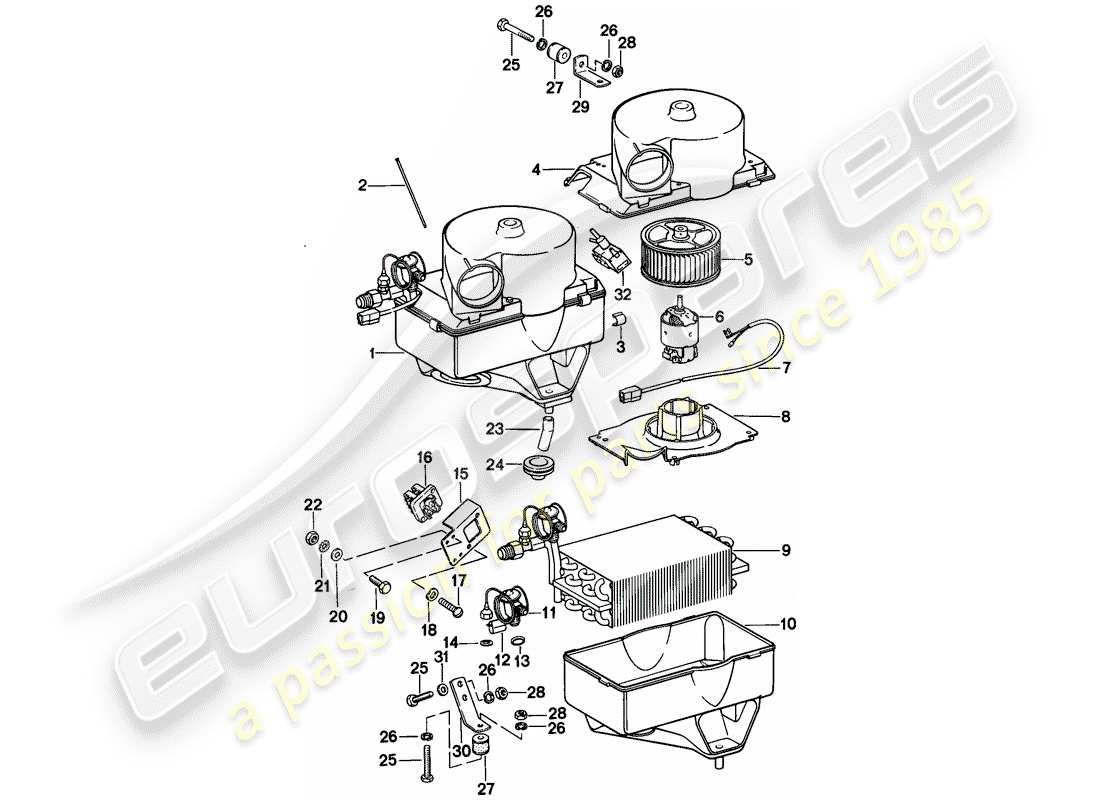 porsche 1982 (944) air conditioner parts diagram