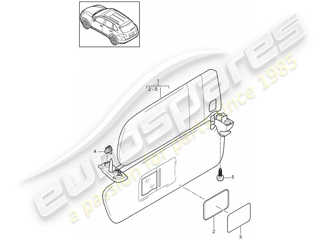 porsche 2016 (cayenne e2 92a) sun vizors part diagram