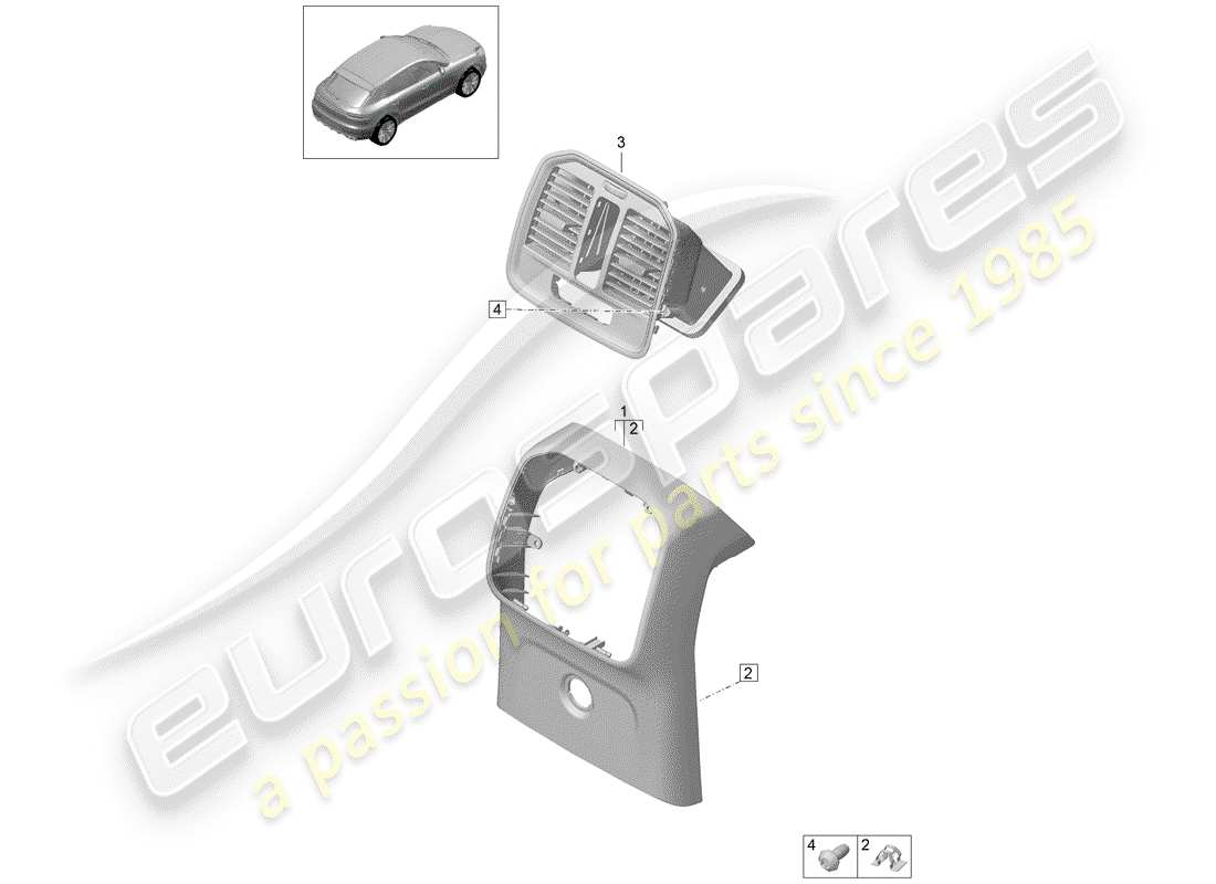 porsche 2019 (macan) center console part diagram