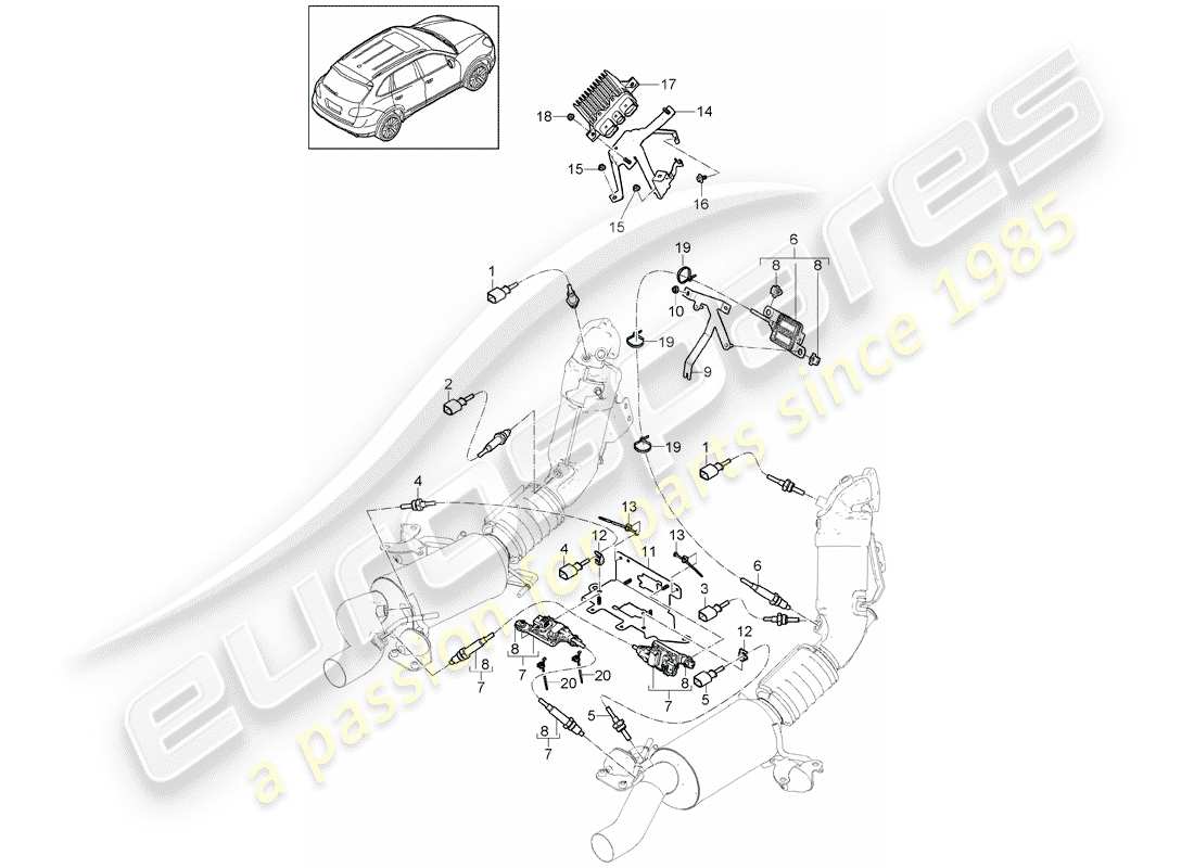 porsche 2015 (cayenne e2 92a) exhaust system part diagram