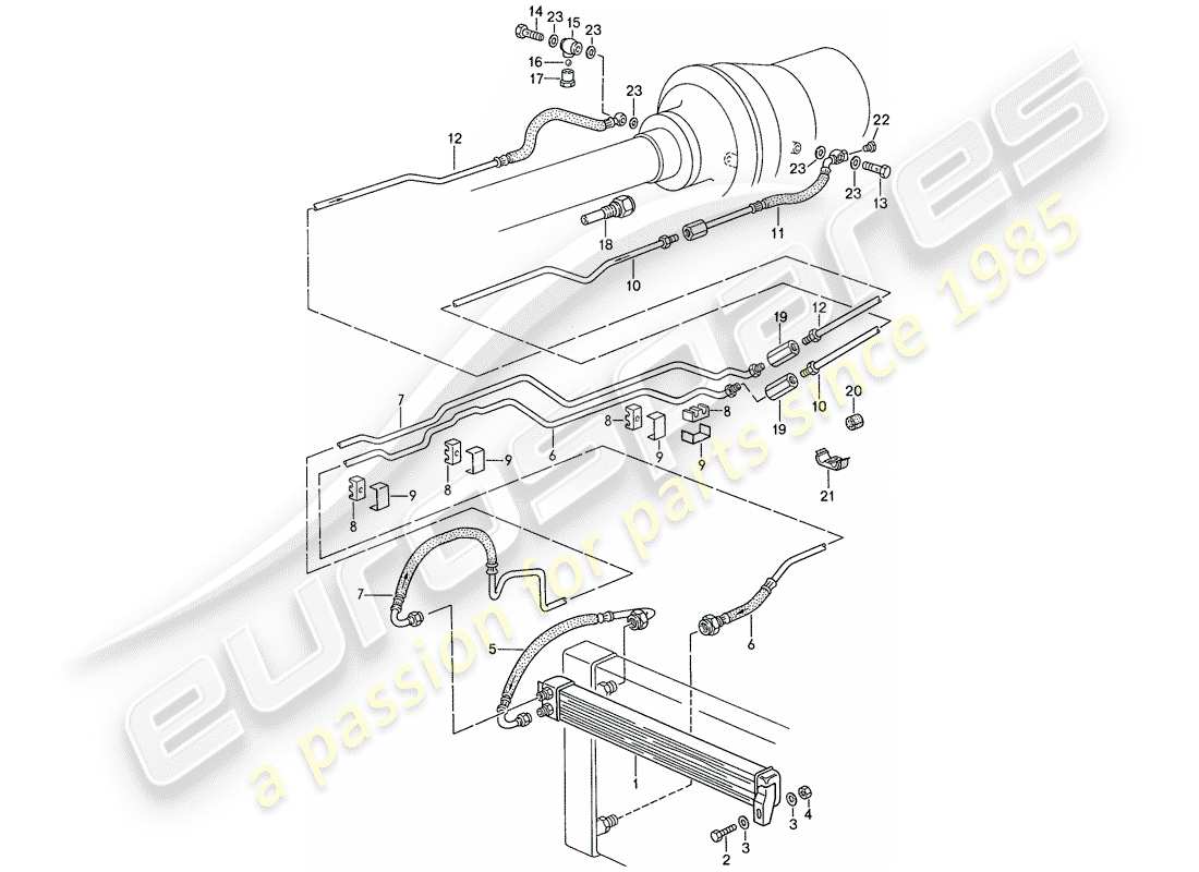 porsche 1991 (928) automatic transmission - atf cooler - atf lines - for vehicles with - catalyst - mod.88-11/88 (mod.89) part diagram