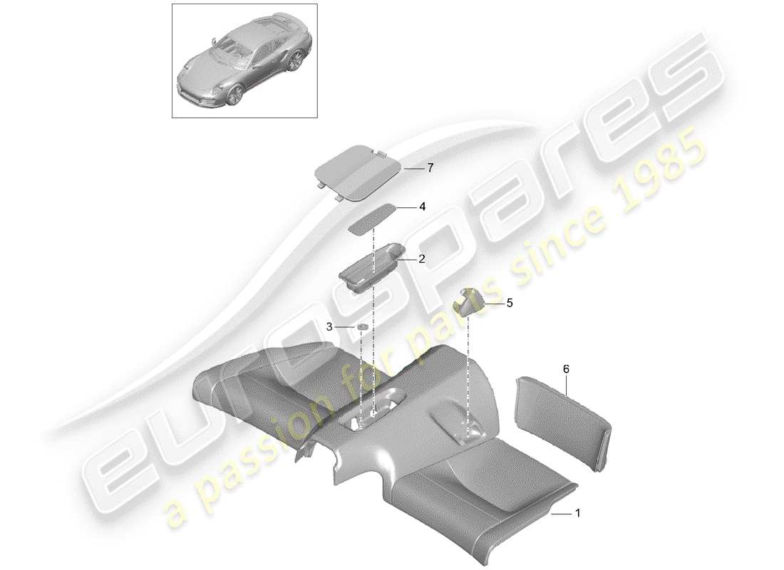 porsche 991 turbo (2020) back seat cushion parts diagram